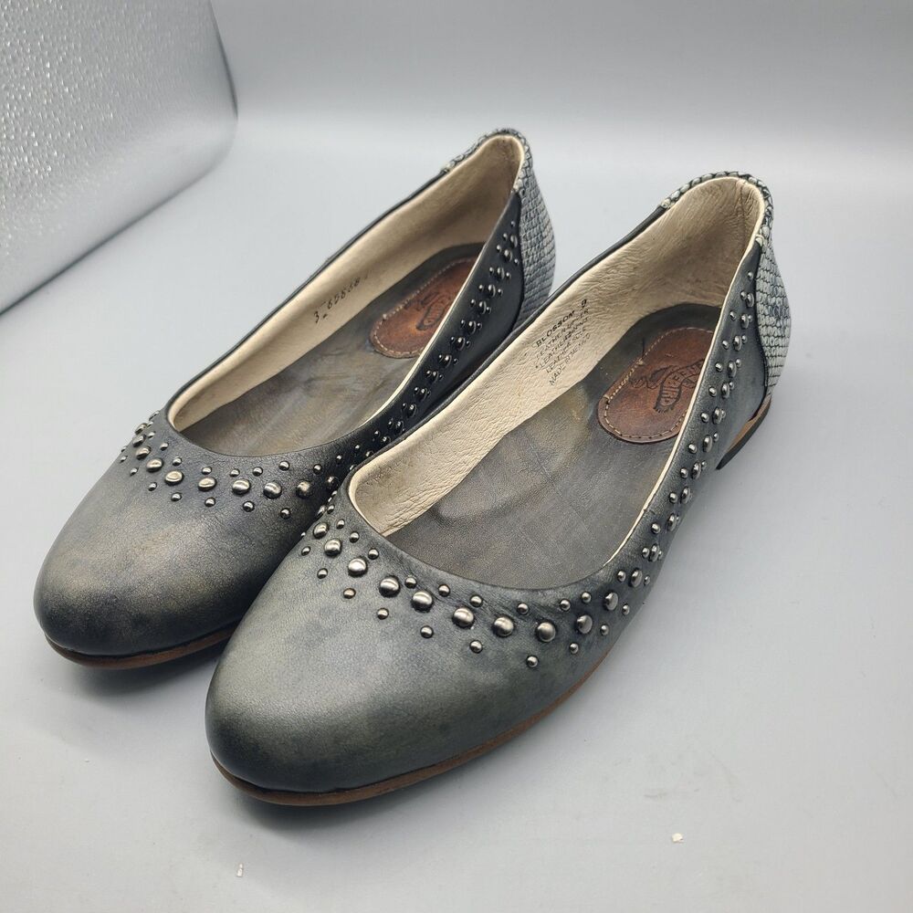 Freebird Blossom Studded Leather Sz 9 Ballet Flats Gray Shoes New/ Defect - Picture 3 of 11